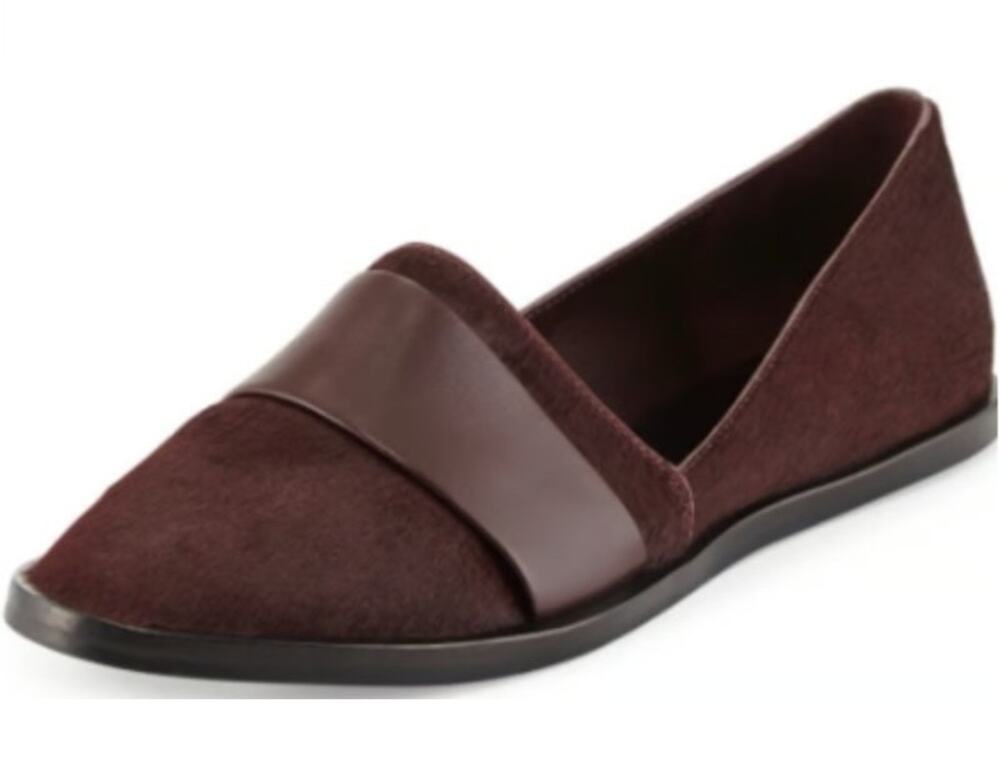 Vince Mason Calf Hair Flat Loafers Shoes Slip On Almond Toe Red Burgundy 5M